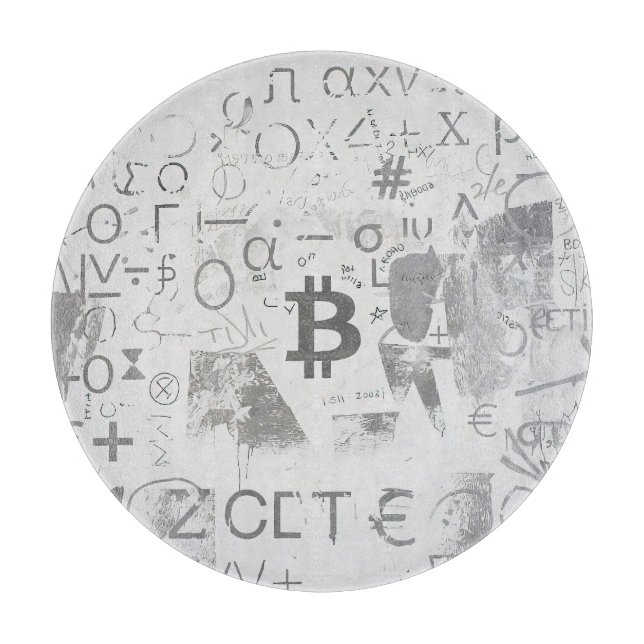 Planche À Découper Art de rue Bitcoin (Peinture blanche n° 3) (Devant)