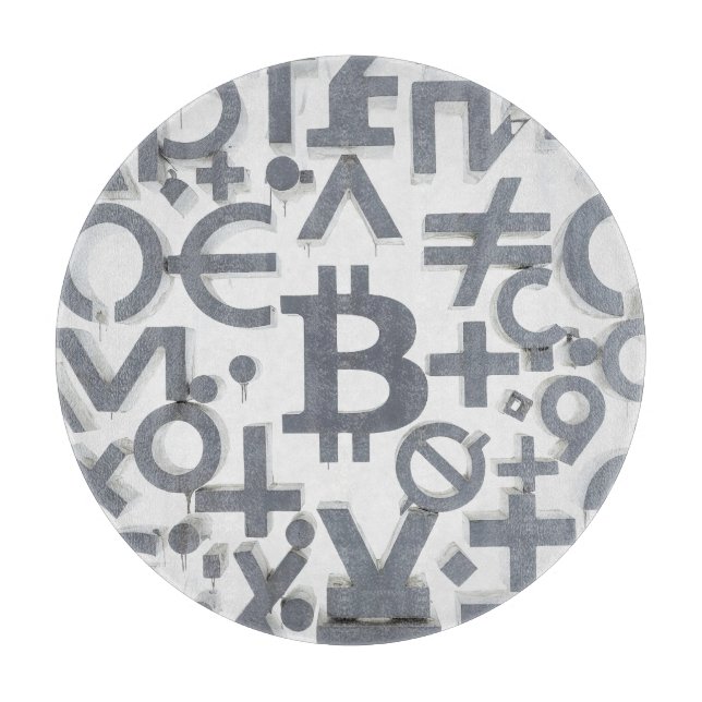 Planche À Découper Art de rue Bitcoin (Peinture blanche n° 6) (Devant)