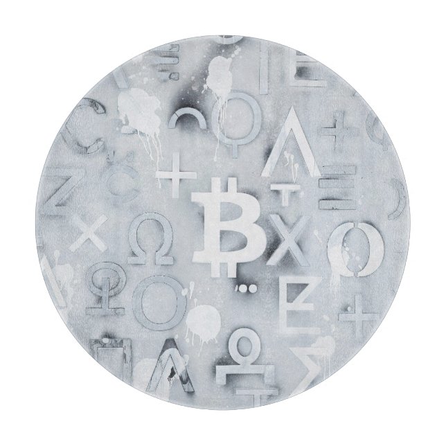 Planche À Découper Art de rue Bitcoin (Peinture blanche n° 7) (Devant)
