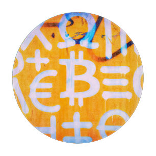 Planche À Découper Art de rue Bitcoin (Peinture orange n°1)