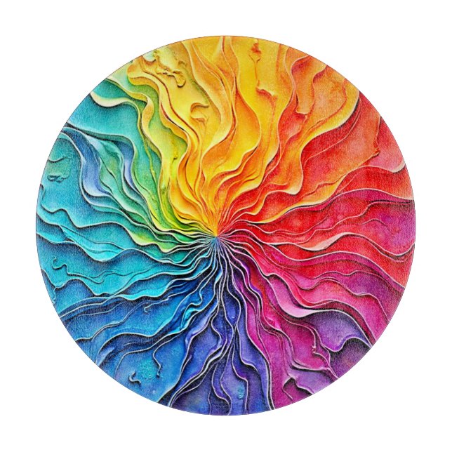 Planche À Découper Art de tourbillon arc-en-ciel texturé (Devant)