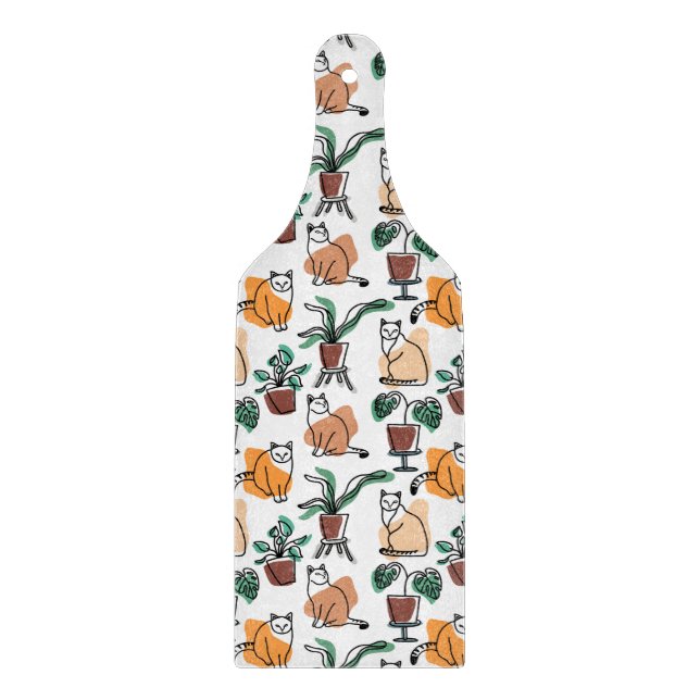 Planche À Découper Art de trait dessin chats et fleurs (Devant)