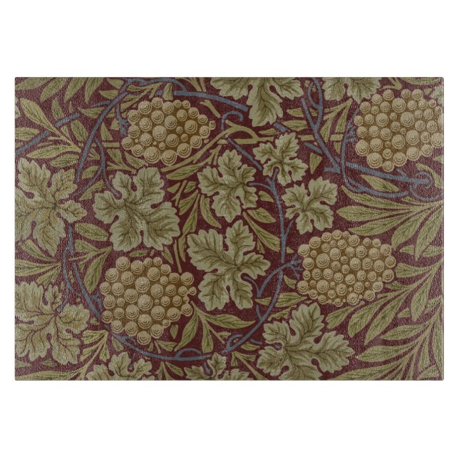 Planche À Découper Art de vigne rouge vert William Morris (Devant)