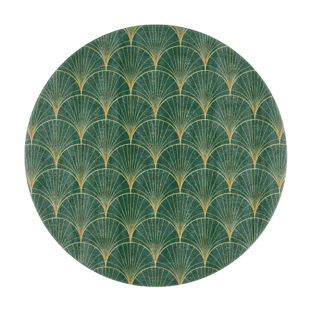Planche À Découper Art déco feuille de palme verte (Devant)