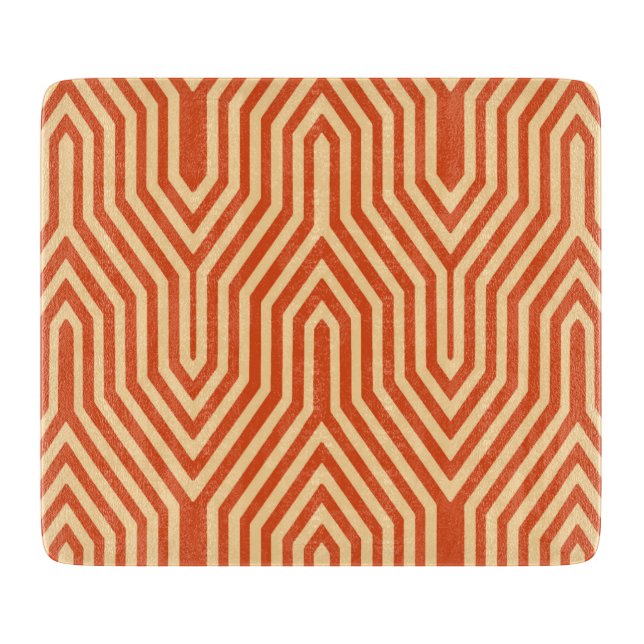 Planche À Découper Art Déco géométrique - mandarin orange (Devant)