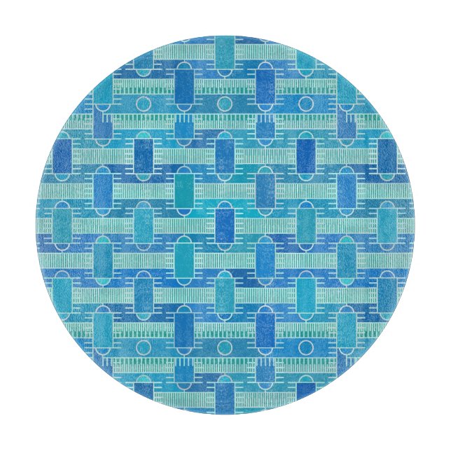 Planche À Découper Art Déco industriel chic - bleu doux (Devant)