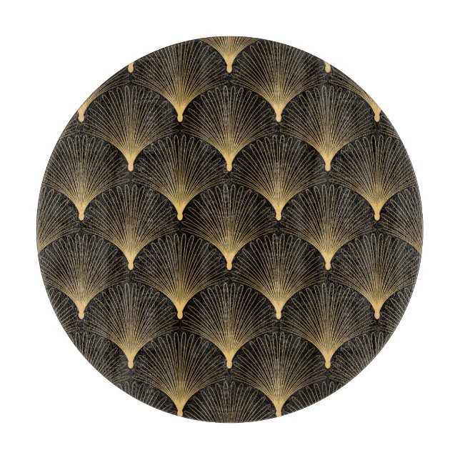 Planche À Découper Art Déco : motif d'or noir. (Devant)