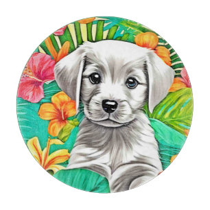 Planche À Découper Art floral des chiots