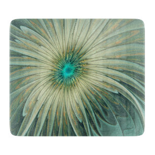 Planche À Découper Art floral fractal abstrait vert sauge fantaisiste