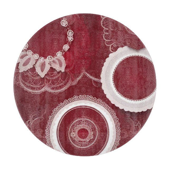 Planche À Découper art floral rouge foncé IA  (Devant)
