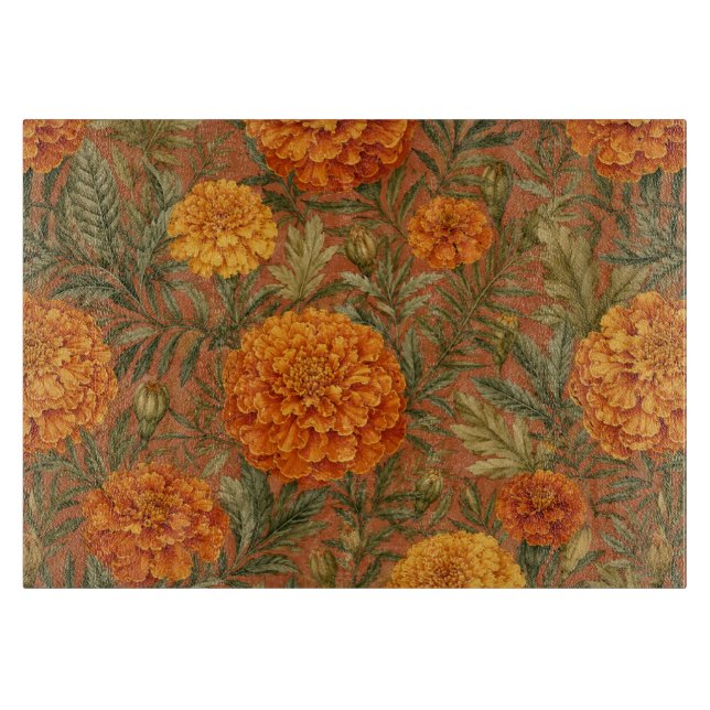 Planche À Découper Art floral souci terreux chaud (Devant)