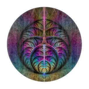 Planche À Découper Art Fractal Abstrait coloré à motifs Trippy