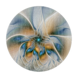 Planche À Découper Art fractal abstrait et aérien avec du bleu