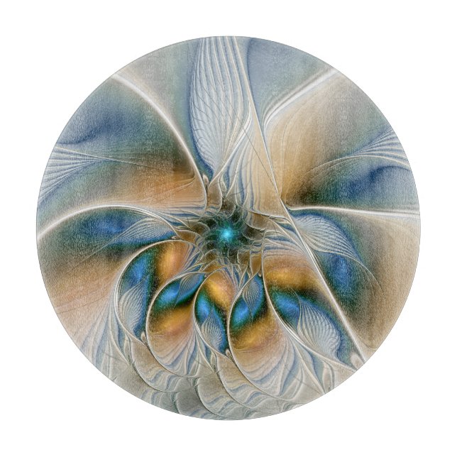 Planche À Découper Art fractal abstrait et aérien avec du bleu (Devant)