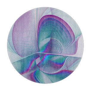 Planche À Découper Art Fractal Abstrait rose bleu turquoise