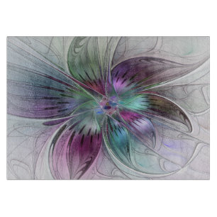 Planche À Découper Art fractal floral abstrait coloré moderne