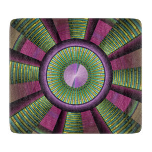 Planche À Découper Art Fractal Moderne Rond Et Coloré