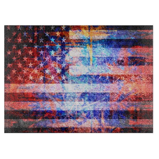 Planche À Découper Art Grunge American Flag #2 (Devant)