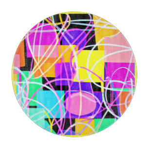 Planche À Découper Art Motif Unique Et Coloré En Néon