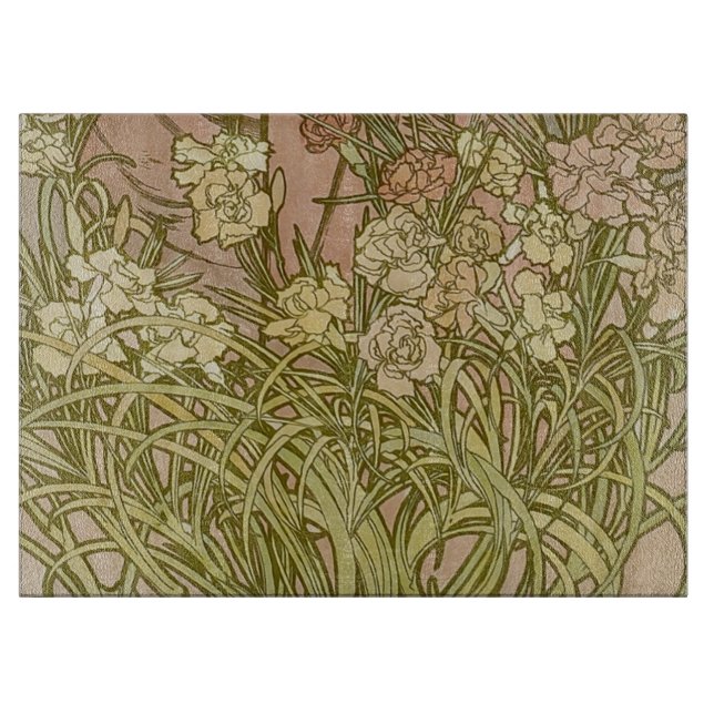 Planche À Découper Art Nouveau Alphonse Mucha Fleurs de carnation flo (Devant)