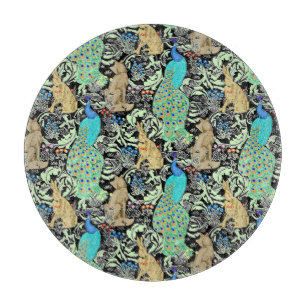 Planche À Découper Art Nouveau Peacock Imprimer, Turquoise et Neutre