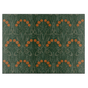 Planche À Découper Art Nouveau Roses oranges et tiges sinueuses
