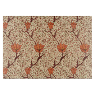 Planche À Découper Art Nouveau Tulip Damas, corail et beige