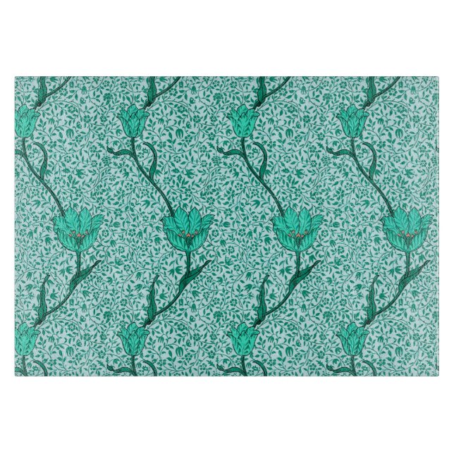 Planche À Découper Art Nouveau Tulip Damask, Turquoise (Devant)