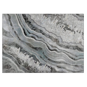 Planche À Découper Art numérique noir blanc et bleu foncé