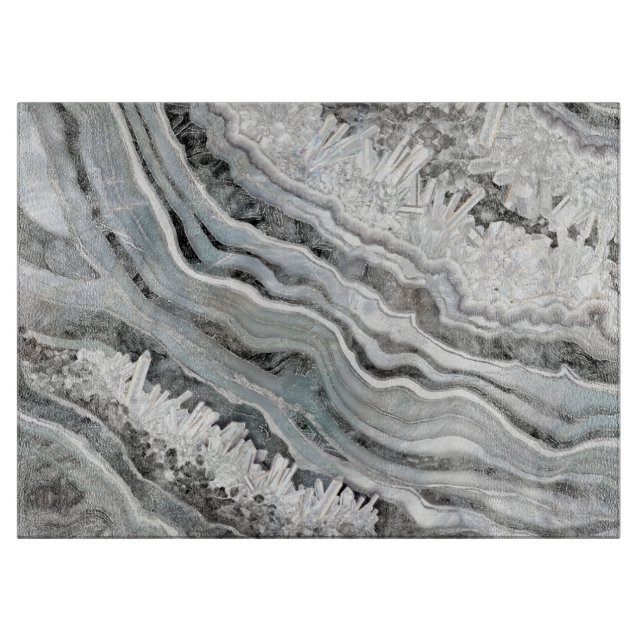 Planche À Découper Art numérique noir blanc et bleu foncé (Devant)