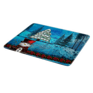 Planche À Découper Art populaire de Noël de lac winter