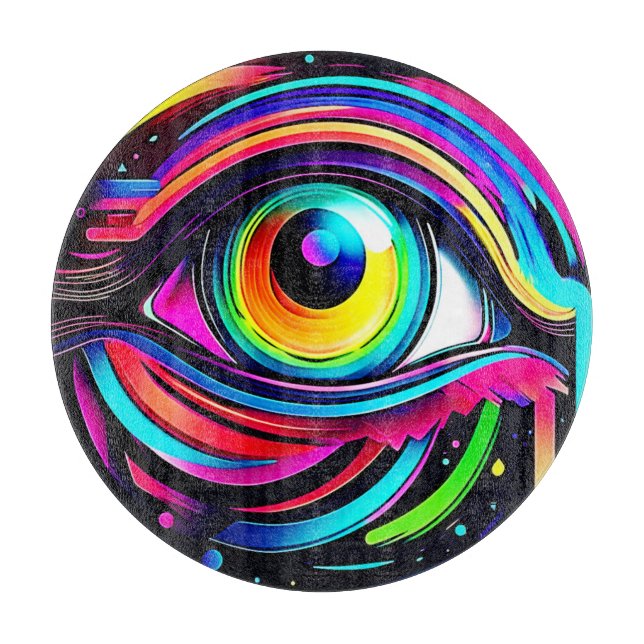 Planche À Découper Art Psychédélique Vibrant de l'Œil (Devant)