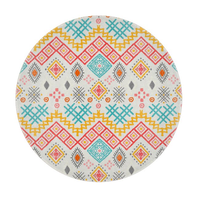 Planche À Découper Art tribal : imprimé géométrique boho. (Devant)
