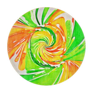 Planche À Découper Art vibrant tourbillon vert-orange