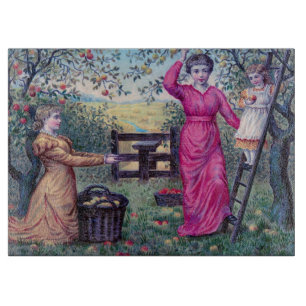 Planche À Découper Art victorien de la récolte de pommes