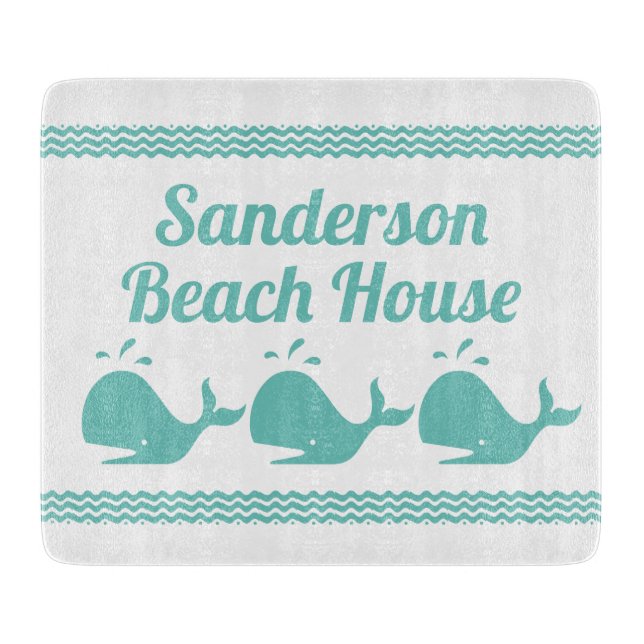 Planche À Découper Artic Teal Blue Whale & waves Blue & White coastal (Devant)