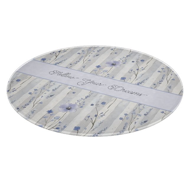 Planche À Découper Assez Chic Fleurs Lavande Rayures  (Coin)