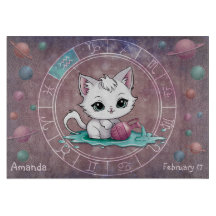Astrologique Aquarius Cute cat Zodiac Wheel Planet