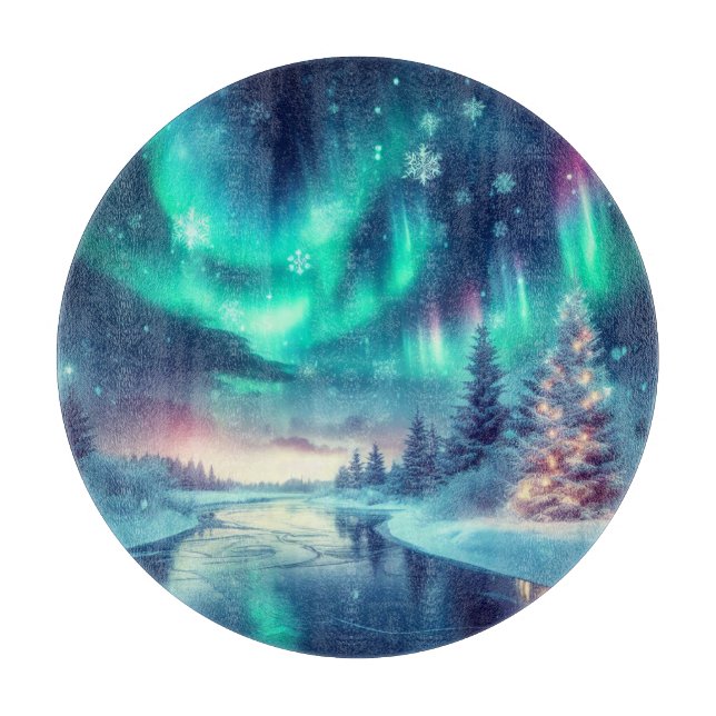 Planche À Découper aurora borealis/Noël/hiver (Devant)