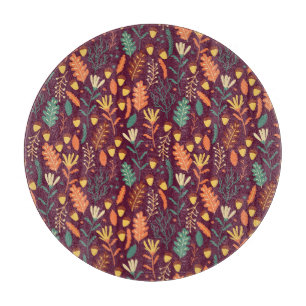 Planche À Découper Automne Motif Vintage rouge-orange