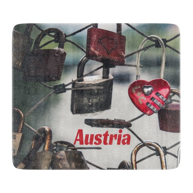 Planche À Découper Autriche Love Locks Pont Salzbourg (Devant)