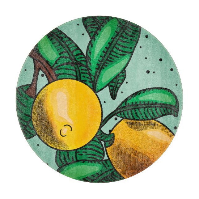 Planche à découper aux citrons charmants (Devant)