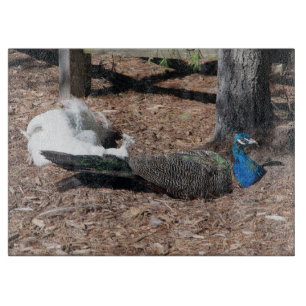 Planche à découper aux faisans bleus et blancs ind