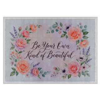 Planche à découper avec citation florale élégante