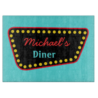 Planche à découper avec enseigne de diner personna
