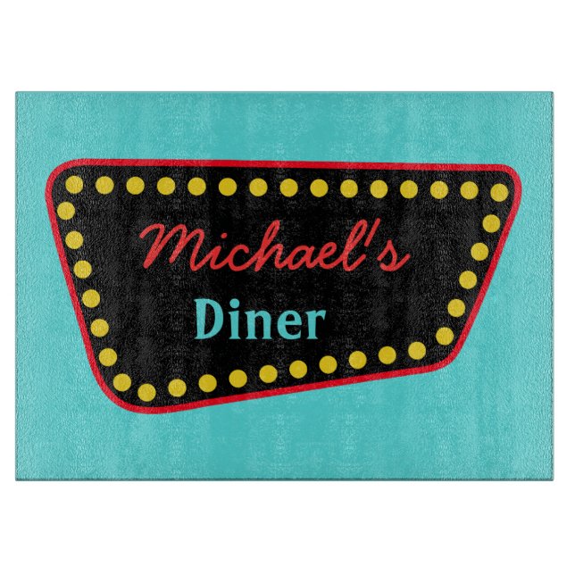 Planche à découper avec enseigne de diner personna (Devant)