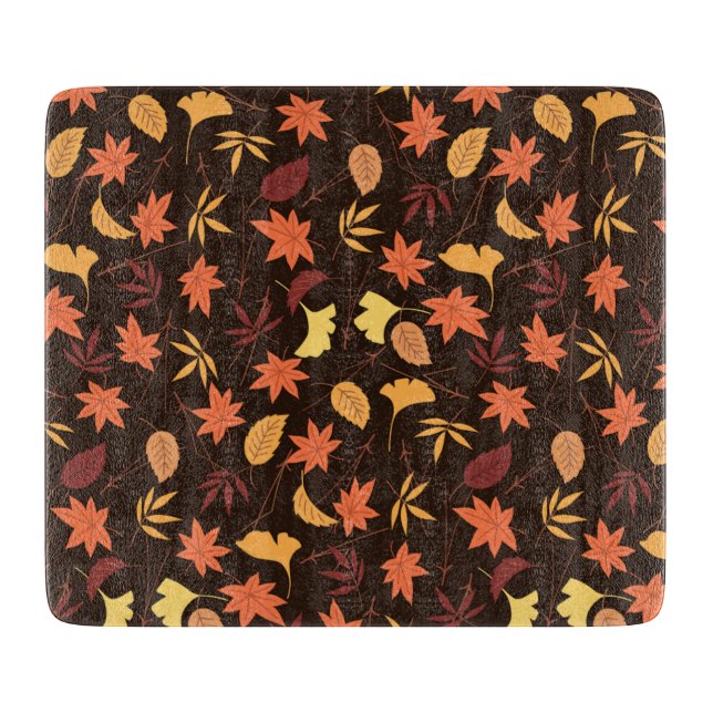Planche à découper avec feuilles d'automne (Devant)