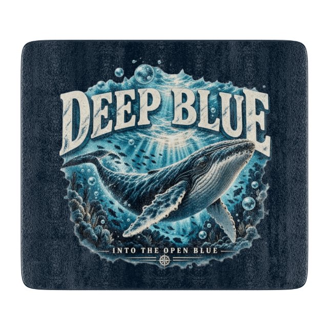 Planche À Découper Aventure de baleine bleu profond océan (Devant)