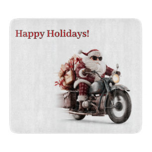 Planche À Découper Aventure de cuisine de Noël de Santa motard