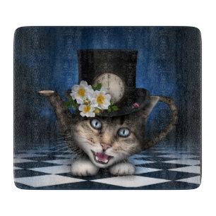Planche À Découper Awesome Mad Hatter Teapot Chat Conception Whimsica